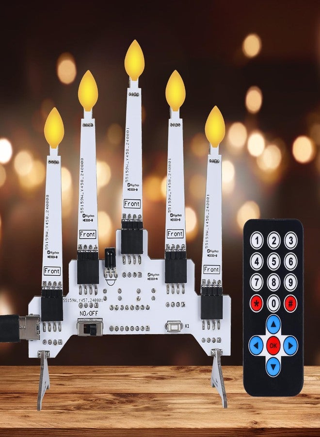 IS RC LED Candle Soldering Practice Kit, Candle Light Soldering Project with 10 Light Modes DIY Candelabra Kit 5 Removable Candles for School Students STEM Education Valentine's Day Decoration - Image 1